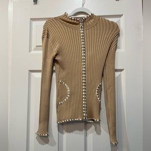 Cache long sleeve zipper top